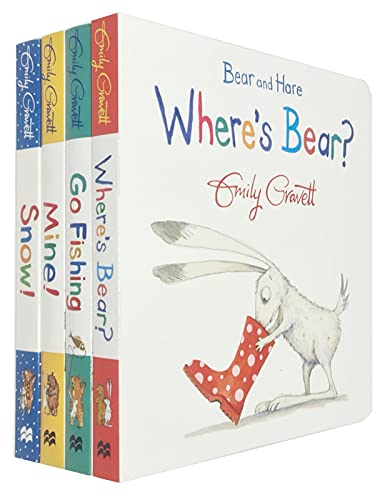 Bear and Hare Series 4 Books Collection Set By Emily Gravett (Bear and Hare : Mine!, Bear and Hare : Where's Bear?,Bear and Hare : Go Fishing & Bear and Hare : Snow!) - Emily Gravett