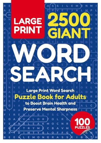 2500 Giant Word Search: Large Print Word Find Puzzle Book for Adults to Boost Brain Health and Preserve Mental Sharpness von Threeglav