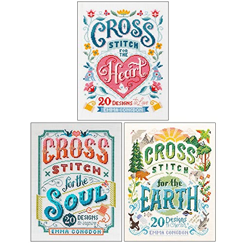 Emma Congdon Collection 3 Books Set (Cross Stitch for the Heart, Cross Stitch for the Soul, Cross Stitch for the Earth)