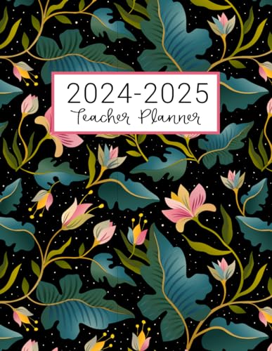 Teacher Planner: Lesson Plan for Class Organization | Weekly and Monthly Agenda | Academic Year August - July | Pink Floral Print (2019-2020)