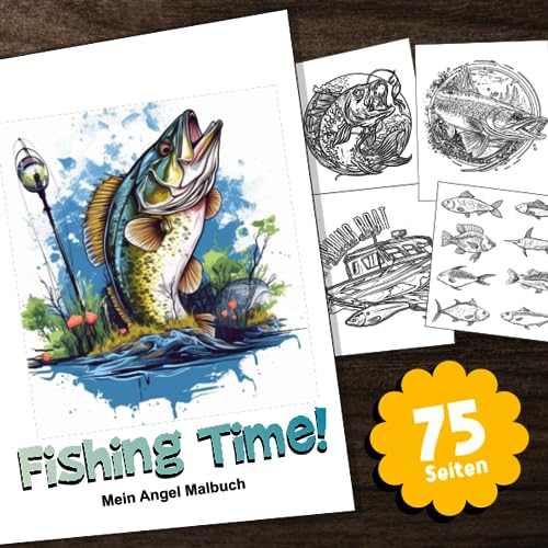 Mein Angel Malbuch: XXL Malbuch mit 75 Seiten - Fische, Angelruten und Figuren Malspaß! Mein Angel Malbuch: XXL Malbuch mit 75 Seiten - Fische, Angelruten und Figuren Malspaß! von Independently published
