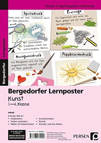 Lernposter Kunst - 1.-4. Klasse: 6 Poster für den Klassenraum (Bergedorfer® Lernposter)