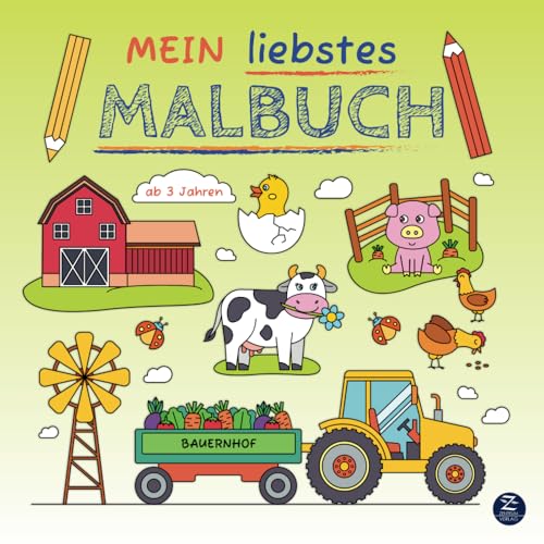 Malbuch ab 3 Jahren: Mein liebstes Malbuch: Bauernhof: Liebevoll designtes Ausmalbuch für Kinder mit 50 wunderschönen Bauernhof-Motiven zur Förderung der Motorik und Kreativität von Zentrum Verlag