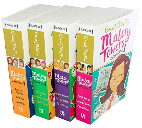Enid Blyton Malory Towers 4 Book 12 Story Collection (First Term, Second Form, Third Year, Upper Fourth, In the Fifth, Last Term, New Term, Summer Term, Winter Term, Fun and Games, Secrets, Goodbye)