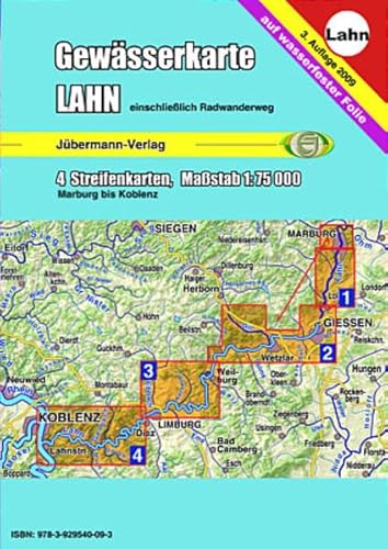 Gewässerkarte Lahn: Kanu- und Ruderwanderkarte. 1:75000: Marburg bis Koblenz. Einschließlich Radwanderweg