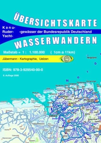 Übersichtskarte Wasserwandern Deutschland 1 : 1,1 Mill.: Kanu- , Ruder- und Motorsportgewässer der Bundesrepublik Deutschland. 1:1100000 von Jübermann, E