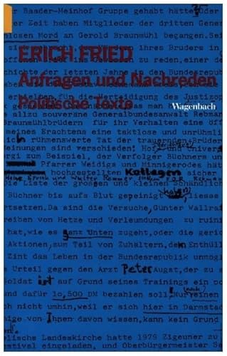 Anfragen und Nachreden: Politische Texte (Wagenbachs andere Taschenbücher) von Wagenbach, K