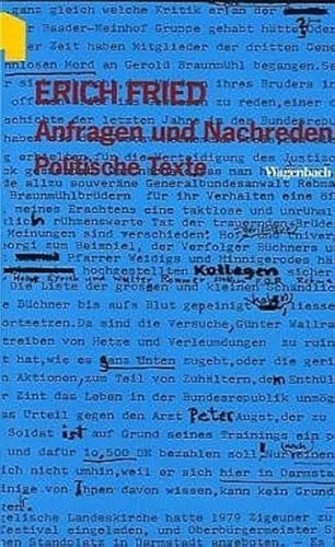 Anfragen und Nachreden: Politische Texte (Wagenbachs andere Taschenbücher)