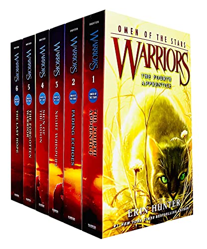 Warrior Cats Series 4 Omen Of The Stars Books 1 - 6 Collection Set by Erin Hunter (The Fourth Apprentice, Fading Echoes, Night Whispers, Sign of the Moon, The Forgotten Warrior & The Last Hope)