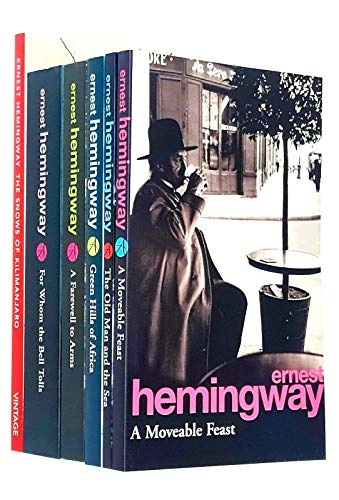 Ernest Hemingway Collection 6 Books Set (For Whom The Bell Tolls, The Snows Of Kilimanjaro, The Old Man and the Sea, A Farewell To Arms, Green Hills of Africa, A Moveable Feast)