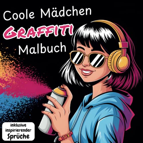 Coole Mädchen Graffiti Malbuch: 50 einzigartige Motive mit echten Graffiti-Schriftzügen und positiven Affirmationen, Ausmalbuch mit wunderschönen Sprüchen für Mädchen und Teenager ab 10 Jahren von Independently published