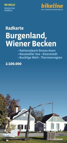 Burgenland - Wiener Becken: Nationalpark Donau-Auen – Neusiedler See – Eisenstadt – Bucklige Welt – Thermenregion, 1:75.000, wetterfest/reißfest, GPS-tauglich mit UTM-Netz (Bikeline Radkarte) von Esterbauer