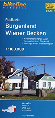 Burgenland - Wiener Becken: Nationalpark Donau-Auen – Neusiedler See – Eisenstadt – Bucklige Welt – Thermenregion, 1:75.000, wetterfest/reißfest, GPS-tauglich mit UTM-Netz (Bikeline Radkarte)