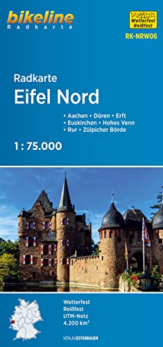 Radkarte Eifel Nord (RK-NRW06): Aachen – Düren – Erft – Euskirchen – Hohes Venn – Rur – Zülpicher Börde, 1:75.000 (Bikeline Radkarte) von Esterbauer GmbH