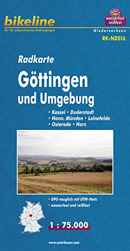 Radkarte Göttingen und Umgebung (RK-NDS16): Kassel, Duderstadt, Hann. Münden, Leinefelde, Osterode, Harz (Bikeline Radkarte) von Esterbauer GmbH