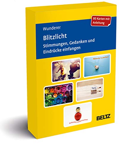Blitzlicht. Stimmungen, Gedanken und Eindrücke einfangen: 80 Karten für das Gruppen- und Einzelsetting in Psychotherapie, Beratung und Coaching. 80 ... 9,8 x 14,3 cm (Beltz Therapiekarten) von Beltz