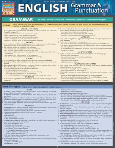 English Grammar & Punctuation: a QuickStudy Laminated Reference Guide (Quick Study Academic) von BARCHARTS INC