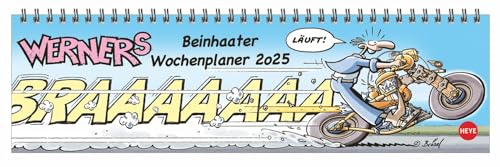 Werner Wochenquerplaner 2025: Coole Sprüche und perfekte Termin-Übersicht: kultiger Schreibtisch-Querkalender mit den beinhart-besten Werner-Cartoons. Terminkalender (Tisch-Querplaner Heye) von Heye