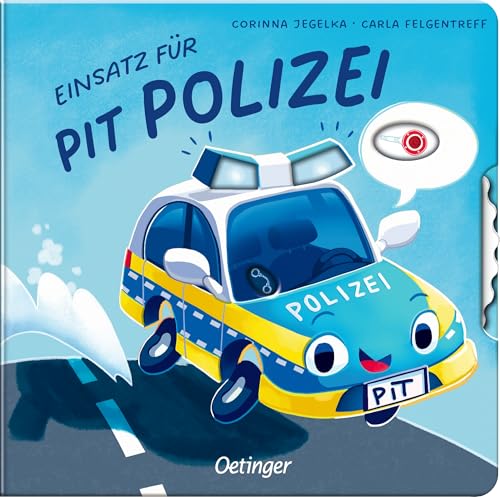 Einsatz für Pit Polizei: Interaktives Pappbilderbuch mit buntem Farbschnitt und einer hochwertigen Drehscheibe für Fahrzeugfans ab 2 Jahren (Kleine Fahrzeuge, großer Tag)