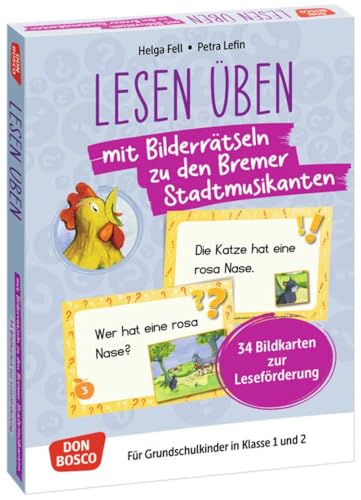 Lesen üben mit Bilderrätseln: Die Bremer Stadtmusikanten. 34 Bildkarten zur Leseförderung: Sprachförderung für Grundschulkinder in Klasse 1 und 2. ... fördern und sichern. Übungen und Spiele) von Don Bosco Medien