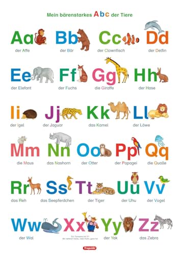 Fragenbär-Lernposter: Mein bärenstarkes Abc der Tiere (in der Schulbuch-Druckschrift) L 70 x 100 cm: Gerollt, matt folienbeschichtet, abwischbar (Lerne mehr mit Fragenbär)