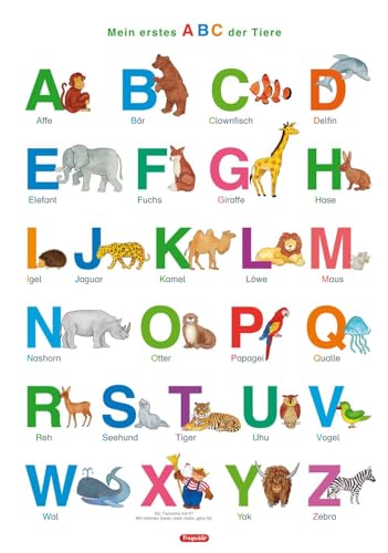 Fragenbär-Lernposter: Mein erstes ABC der Tiere (in der Schulbuch-Druckschrift) L 70 x 100 cm: Gerollt, matt folienbeschichtet, abwischbar (Lerne mehr mit Fragenbär)