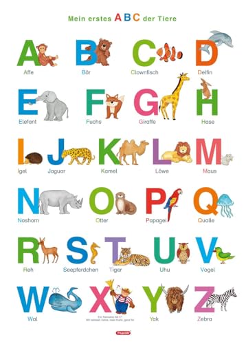 Fragenbär-Lernposter: Mein erstes ABC der Tiere (in der Schulbuch-Druckschrift) M 50 x 70 cm: Gerollt, matt folienbeschichtet, abwischbar (Lerne mehr mit Fragenbär)