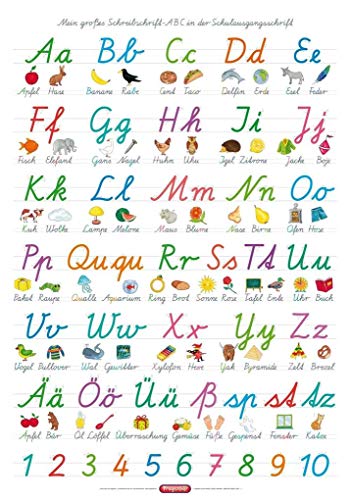 Fragenbär-Lernposter: Mein großes Schreibschrift-ABC in der Schulausgangsschrift (SAS), L 70 x 100 cm (Lerne mehr mit Fragenbär)