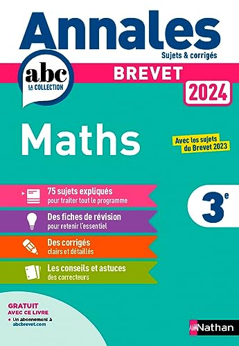 Annales Brevet 2024 Maths - Corrigé: Sujet et corrigés von NATHAN