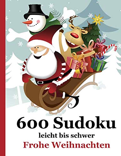 600 Sudoku leicht bis schwer - Frohe Weihnachten