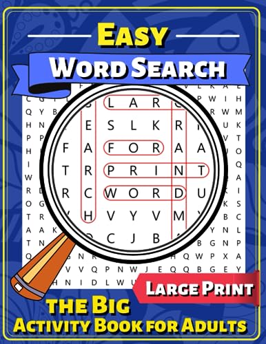 Easy Word Search Large Print , The Big Activity Book for Adults, Dementia Activities for Seniors: A Puzzle Book for People with Dementia and who ... to Improve Memory, Simple Crafts for Seniors