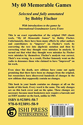 My 60 Memorable Games: Selected and fully annotated by Bobby Fischer von Ishi Press
