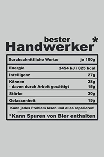 Bester Handwerker: Witziges Handwerker Notizbuch für Männer, Schrauber, Dachdecker, Bastler und Macher. Kleines und cooles Handwerker Geschenk mit ... - 100 Seiten Notizbuch A5 Kariert von Independently published