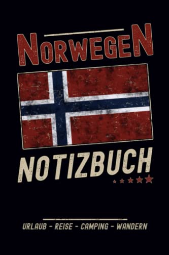 Norwegen Notizbuch: Kleines Notizheft Liniert mit To Do Listen zum Camping, Wandern und Roadtrip / Flagge Norwegen Geschenke für den Urlaub und die Reise / Norwegische Fahne Cover