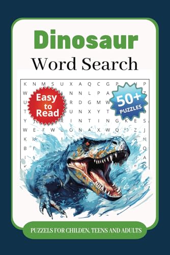 Dinosaur Word Search Puzzle Book: Word Searches With Easy to Read Print about Dinosaurs, Fossils, Jurassic Age and More | 6x9 inches, 110 Pages | 50+ ... Gift for Vacations, Holidays and Free Times von Independently published