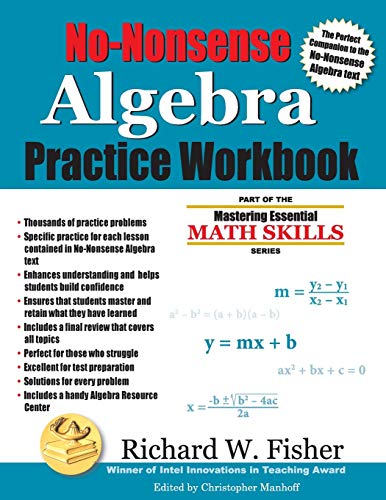 No-Nonsense Algebra Practice Workbook: Part of the Mastering Essential Math Skills Series (Stepping Stones to Proficiency in Algebra, Band 5) von Math Essentials