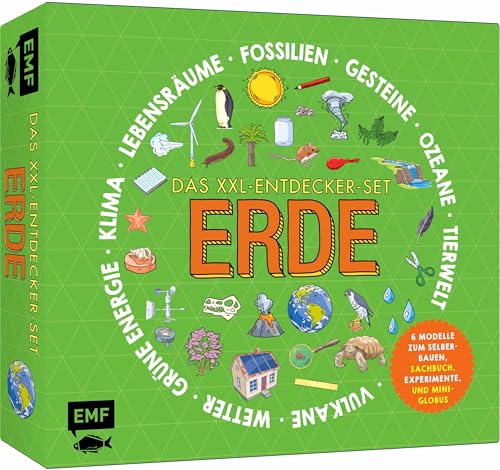 Das XXL-Entdecker-Set – Erde: 6 Modelle zum Selberbauen, Sachbuch, Experimente und Mini-Globus: Erforsche die Erde und baue einen Seismografen, eine Wetterstation, einen Solarofen u.v.m