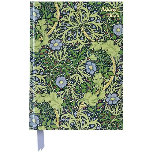 Adressbuch DIN A5: William Morris, Meeresalgen: Unser hochwertiges Adressbuch mit festem, künstlerisch geprägtem Einband und Magnetverschluss (Premium Notizbuch DIN A 5 mit Magnetverschluss) von Flame Tree Gift