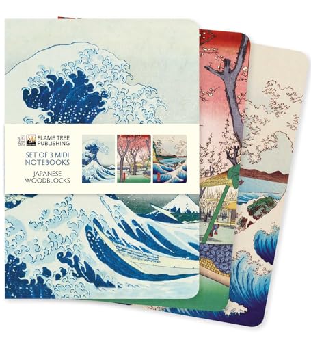 Dreier Set Mittelformat-Notizbücher: Japanische Holzschnitte: Unser beliebten Mittelformat-Notizbücher im 3er-Pack mit flexiblen, künstlerisch ... Künstlers (3er-Pack Mittelformat-Notizbücher)