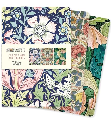 Dreier Set Mittelformat-Notizbücher: William Morris: Unser beliebten Mittelformat-Notizbücher im 3er-Pack mit flexiblen, künstlerisch gestalteten ... Künstlers (3er-Pack Mittelformat-Notizbücher) von Flame Tree Gift