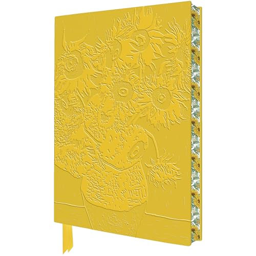 Exquisit Premium Notizbuch DIN A5: Vincent van Gogh, Sonnenblumen: Unser hochwertiges, liniertes Blankbook mit Softcovereinband aus Kunstleder mit ... künstlerisch gestaltetem Buchschnitt