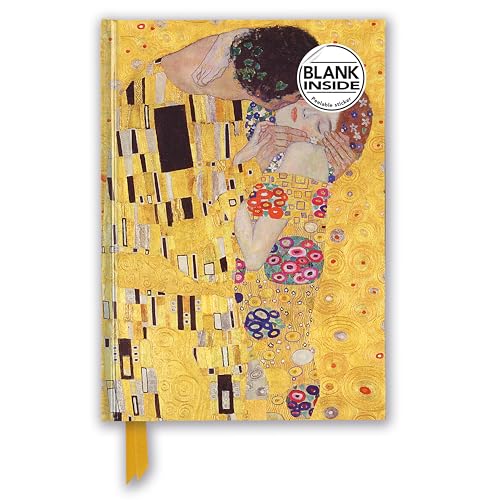 Premium Notizbuch Blank DIN A5: Gustav Klimt, Der Kuss: Unser hochwertiges Blankbook mit festem, künstlerisch geprägtem Einband (Premium Notizbuch DIN A 5 mit Magnetverschluss) von Flame Tree Gift
