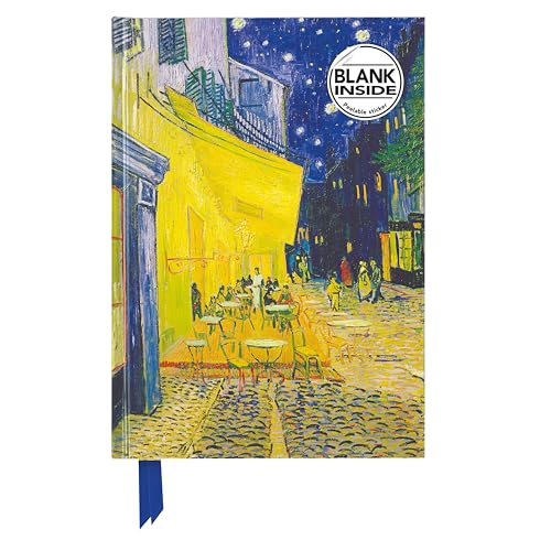 Premium Notizbuch Blank DIN A5: Vincent van Gogh, Caféterrasse am Abend: Unser hochwertiges Blankbook mit festem, künstlerisch geprägtem Einband (Premium Notizbuch DIN A 5 mit Magnetverschluss) von Flame Tree Gift