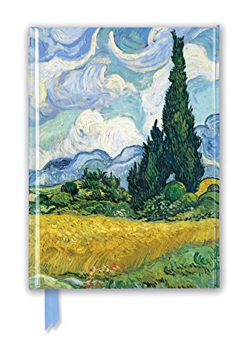 Premium Notizbuch DIN A5: Vincent van Gogh, Weizenfeld mit Zypressen: Unser hochwertiges, liniertes Blankbook mit festem, künstlerisch geprägtem ... Notizbuch DIN A 5 mit Magnetverschluss) von Flame Tree Gift