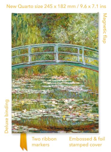 Premium Notizbuch Quartformat: Claude Monet, Die japanische Brücke: Unser hochwertiges, liniertes Blankbook mit festem, künstlerisch geprägtem Einband ... Quartformat Notizbuch mit Magnetverschluss) von Brown Trout-Auslieferer Flechsig