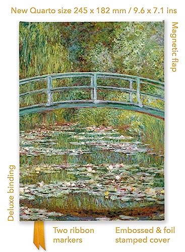 Premium Notizbuch Quartformat: Claude Monet, Die japanische Brücke: Unser hochwertiges, liniertes Blankbook mit festem, künstlerisch geprägtem Einband ... Quartformat Notizbuch mit Magnetverschluss)