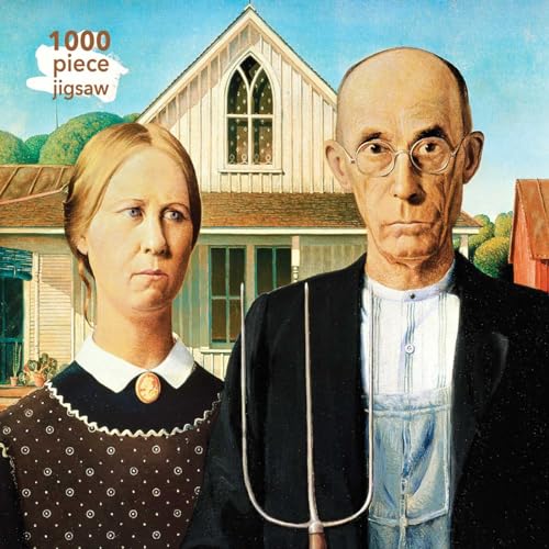 Puzzle - Grant Wood: American Gothic: Unser faszinierendes, hochwertiges 1.000-teiliges Puzzle (73,5 cm x 51,0 cm) in stabiler Kartonverpackung von Flame Tree Gift