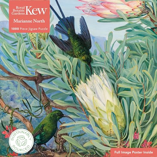 Puzzle - Marianne North: Honigblumen und Honigfresser: Unser faszinierendes, hochwertiges 1.000-teiliges Puzzle (73,5 cm x 51,0 cm) in stabiler Kartonverpackung von Flame Tree Gift