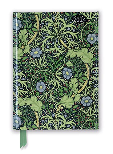 William Morris – Meeresalgentapete – Tischkalender 2024: Original Flame Tree Publishing DIN A5-Diary [Taschenkalender]