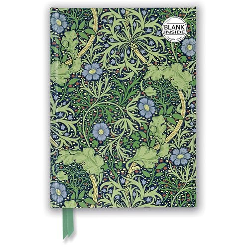William Morris: Seaweed Foiled Blank Journal (Flame Tree Blank Notebooks): Unser hochwertiges Blankbook mit festem, künstlerisch geprägtem Einband (Premium Notizbuch DIN A 5 mit Magnetverschluss)